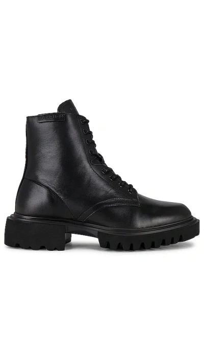 Allsaints Vaughan Leather Boots In Schwarz