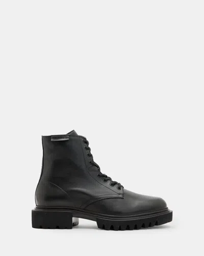 Allsaints Vaughan Chunky Leather Boots In Black