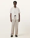 Allsaints Veda Linen Blend Camp Shirt In Off White