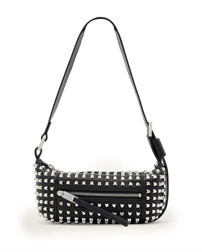 Allsaints Vega Embossed Leather Mini Shoulder Bag In Black
