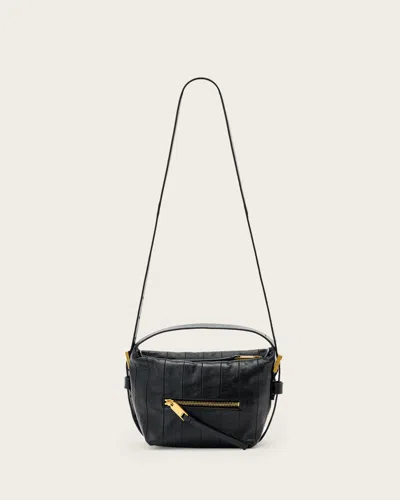 Allsaints Vega Leather Panel Grab Bag In Black