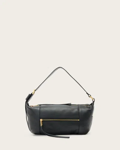 Allsaints Vega Leather Shoulder Bag In Black
