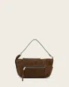 Allsaints Vega Suede Shoulder Bag In Brown