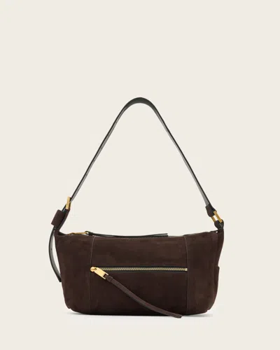 Allsaints Vega Suede Shoulder Bag In Brown