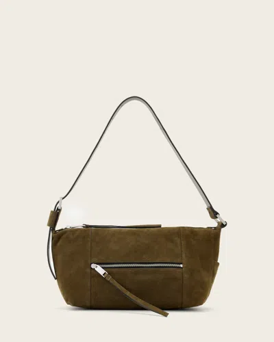 Allsaints Vega Suede Shoulder Bag In Green