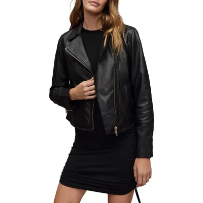 Allsaints Vela Leather Biker Jacket In Black