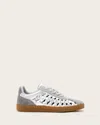 Allsaints Velma Low Top Round Toe Woven Leather Trainers In Silver/grey