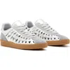 Allsaints Velma Low Top Round Toe Woven Leather Trainers In Silver/grey