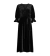 Allsaints Ani V-neck Velvet Midi Dress In Black