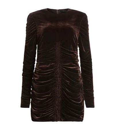 Allsaints Velvet Eris Mini Dress In Brown