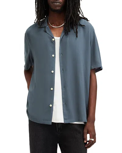 Allsaints Venice Regular Fit Camp Shirt In Rain Grey