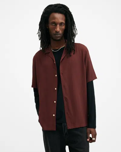 Allsaints Venice Revere Collar Ramskull Shirt In Moretti Red