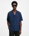 Allsaints Venice Revere Collar Ramskull Shirt In Night Sky Blue