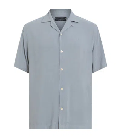 Allsaints Mens Skyline Grey Venice Relaxed-fit Short-sleeved Woven Shirt