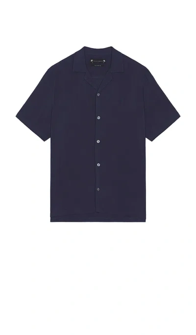 Allsaints Venice Short Sleeve Shirt In Night Sky Blue