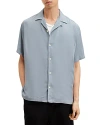 Allsaints Venice Relaxed Fit Short Sleeve Button-up Camp Shirt In Skyline Grey