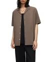 Allsaints Venice Solid Regular Fit Button Down Camp Shirt In Wood Brown