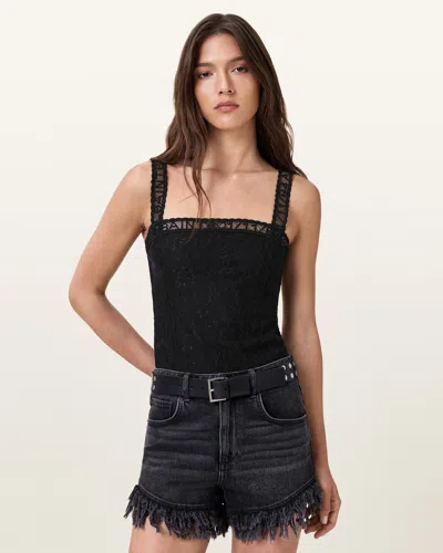 Allsaints Vera Black Lace Bodysuit
