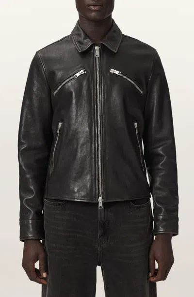 Allsaints Verdi Leather Jacket In Black