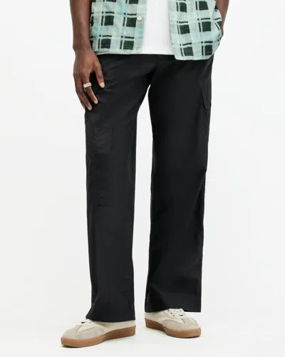Allsaints Verge Wide Leg Relaxed Fit Cargo Pants In Black