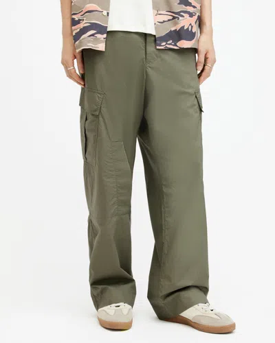 Allsaints Verge Wide Leg Relaxed Fit Cargo Trousers In Valley Green