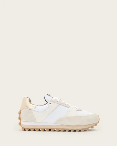 Allsaints Viggo Low Top Runner Trainers In Chalk White/gold