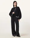 Allsaints Vin Embroidered Logo Wide Leg Sweatpants In Black