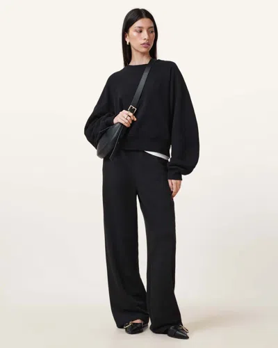 Allsaints Vin Embroidered Logo Wide Leg Sweatpants In Black