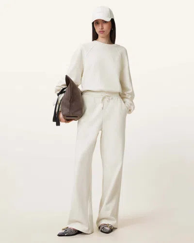 Allsaints Vin Embroidered Logo Wide Leg Sweatpants In Tofu White