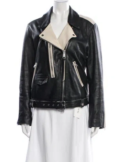 Pre-owned Allsaints Vintage Leather Biker Jacket In Black