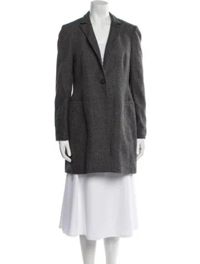 Pre-owned Allsaints Virgin Wool Plaid Print Evening Jacket In Gray