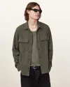 Allsaints Viscar Relaxed Fit Button Front Shirt In Khaki Green