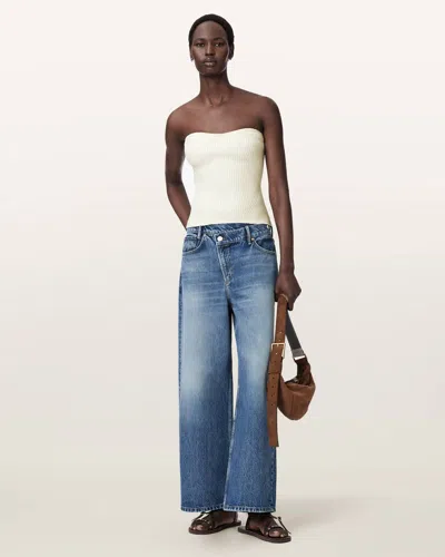 Allsaints Viscose Cruz Bandeau Slim Fit Top In White