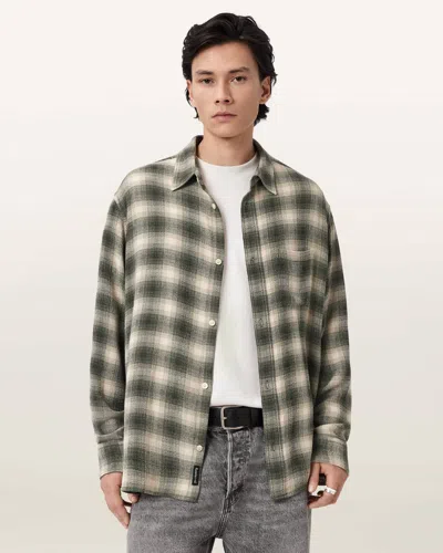 Allsaints Viscose Lumy Oversized Check Shirt In Animal Print
