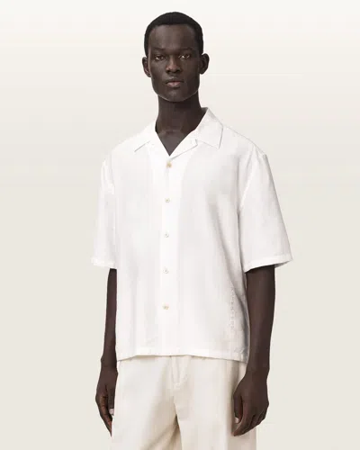 Allsaints Viscose Purley Oversized Short Sleeve Shirt In White