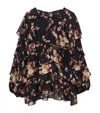 Allsaints Womens Armada Black Lissie Floral Print Ruffled Woven Top In Black