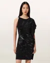 Allsaints Viscose Sophie Embellished Mini Dress In Black