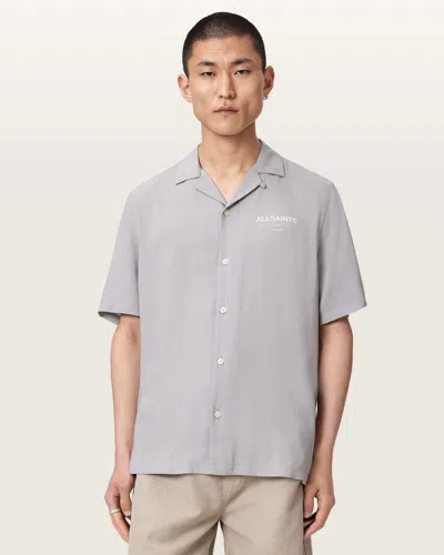 Allsaints Viscose Underground Relaxed Fit Logo Shirt In Gray