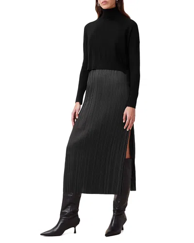 ALLSAINTS VITTORIA 2-IN-1 PLEATED MIDI DRESS