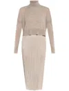 Allsaints Vittoria 2-in-1 Pleated Midi Dress In Neutrals