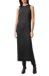 Allsaints Vittoria Merino Wool High-low Sweater & Micropleat Midi Dress Set In Black