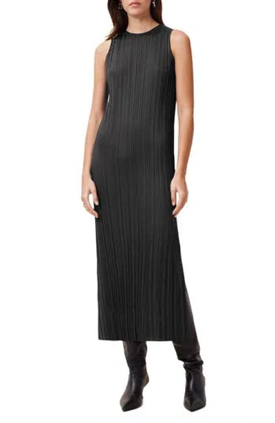 Allsaints Vittoria Merino Wool High-low Sweater & Micropleat Midi Dress Set In Black