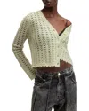 Allsaints Vivian Open Stitch V-neck Cardigan In Earth Green