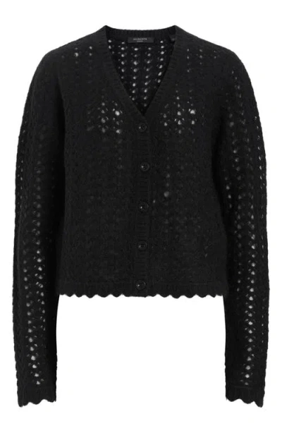 Allsaints Vivian Open Stitch Cardigan In Black