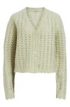 Allsaints Vivian Open Stitch V-neck Cardigan In Earth Green
