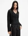 Allsaints Vivian Open Stitch V-neck Cardigan In Black