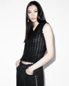 Allsaints Vivian Open Stitch V-neck Tank Top In Black