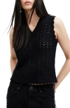 Shop Allsaints Vivian Openwork Sweater Vest In Black
