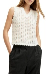 Allsaints Vivian Openwork Sweater Vest In Chalk White
