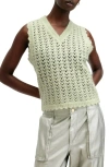 Shop Allsaints Vivian Openwork Sweater Vest In Earth Green